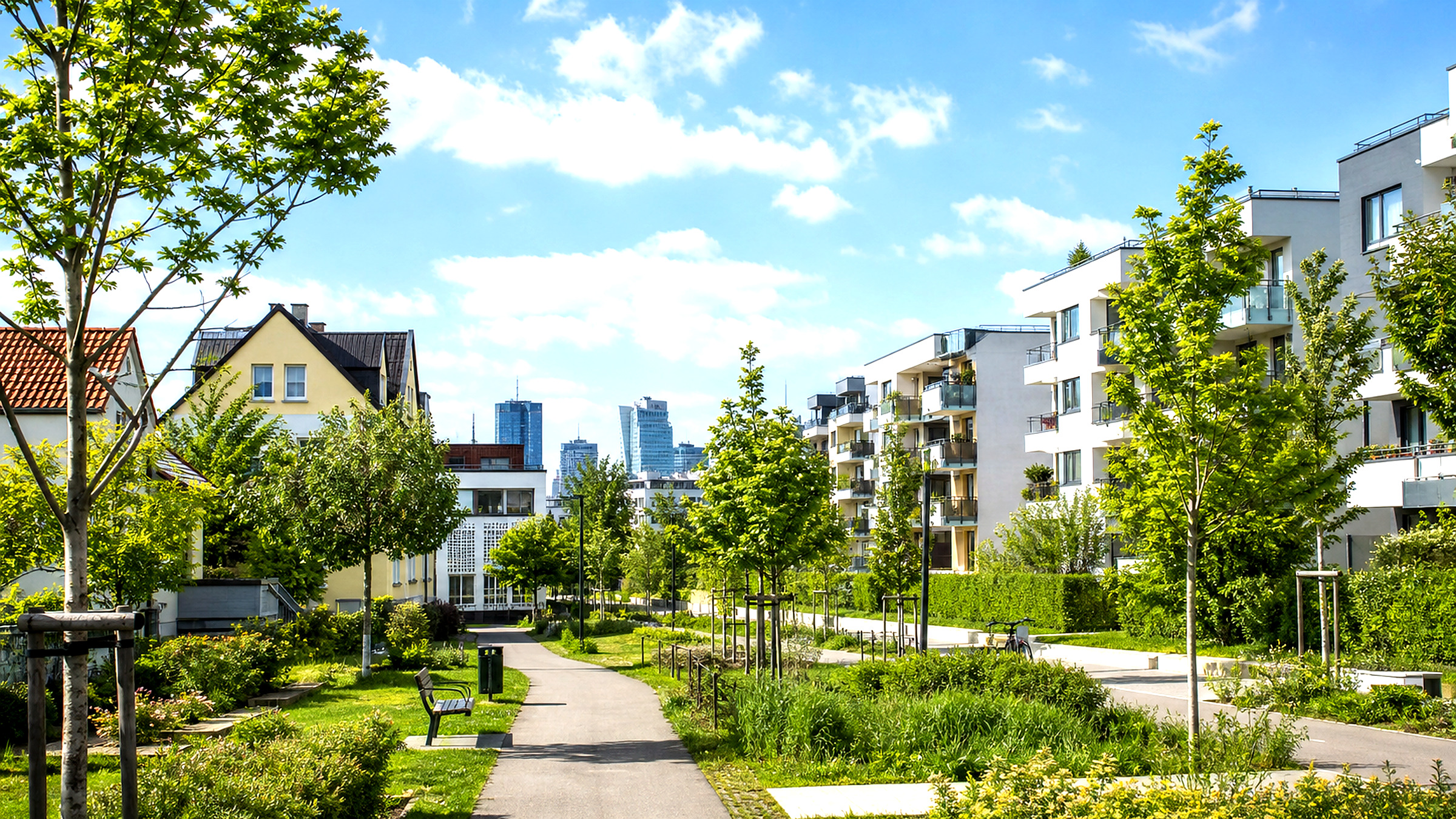 Breite Ansicht von Wohn- und Stadtbereichen in Wien-Kagran